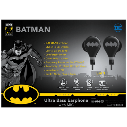 DC Slušalice sa mikrofonom, Batman, 3.5 mm - BATMAN Ultra Bass Earphone with Mic
