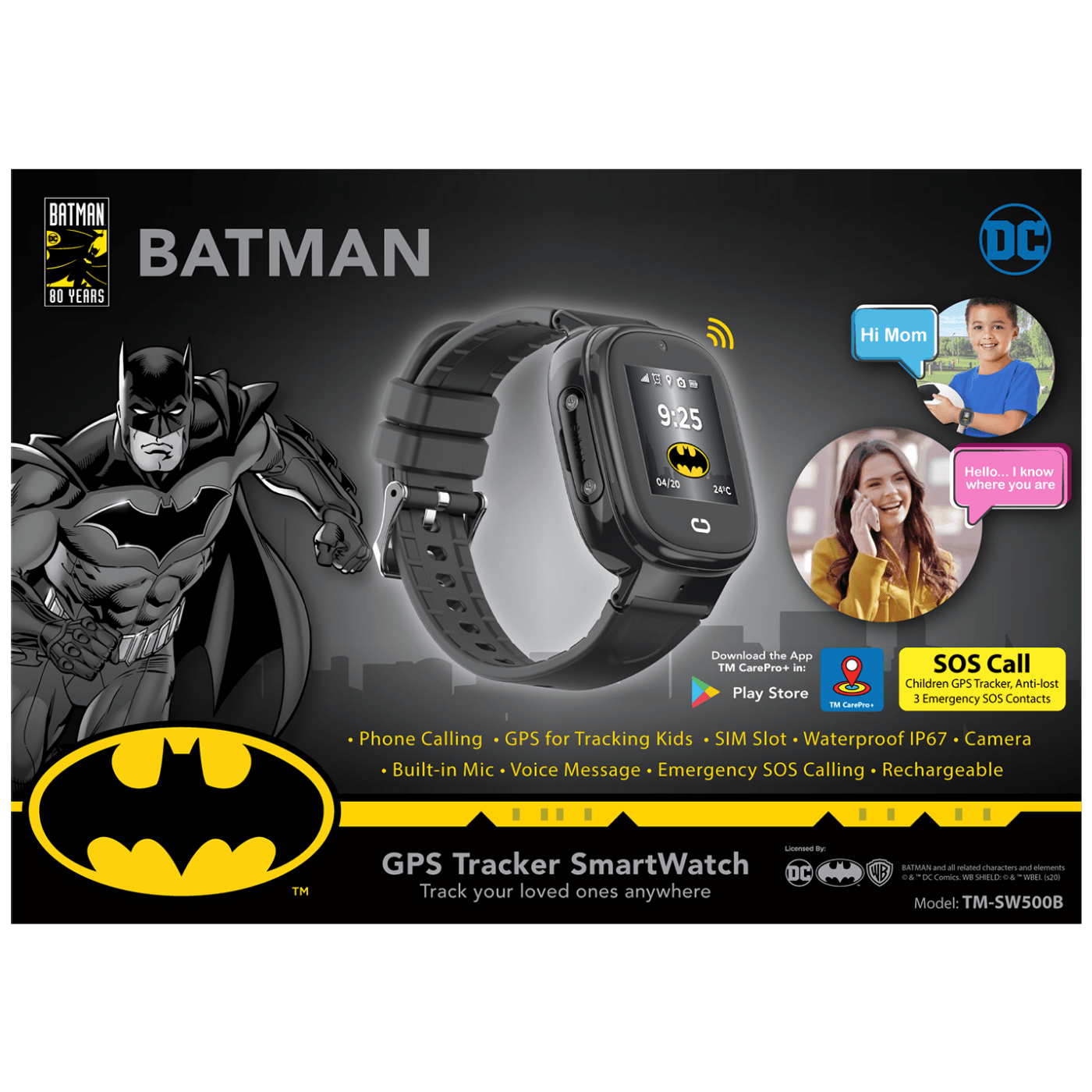 DC Pametni sat, Batman, GPS, SIM card slot, IP67 - BATMAN GPS Tracker SmartWatch