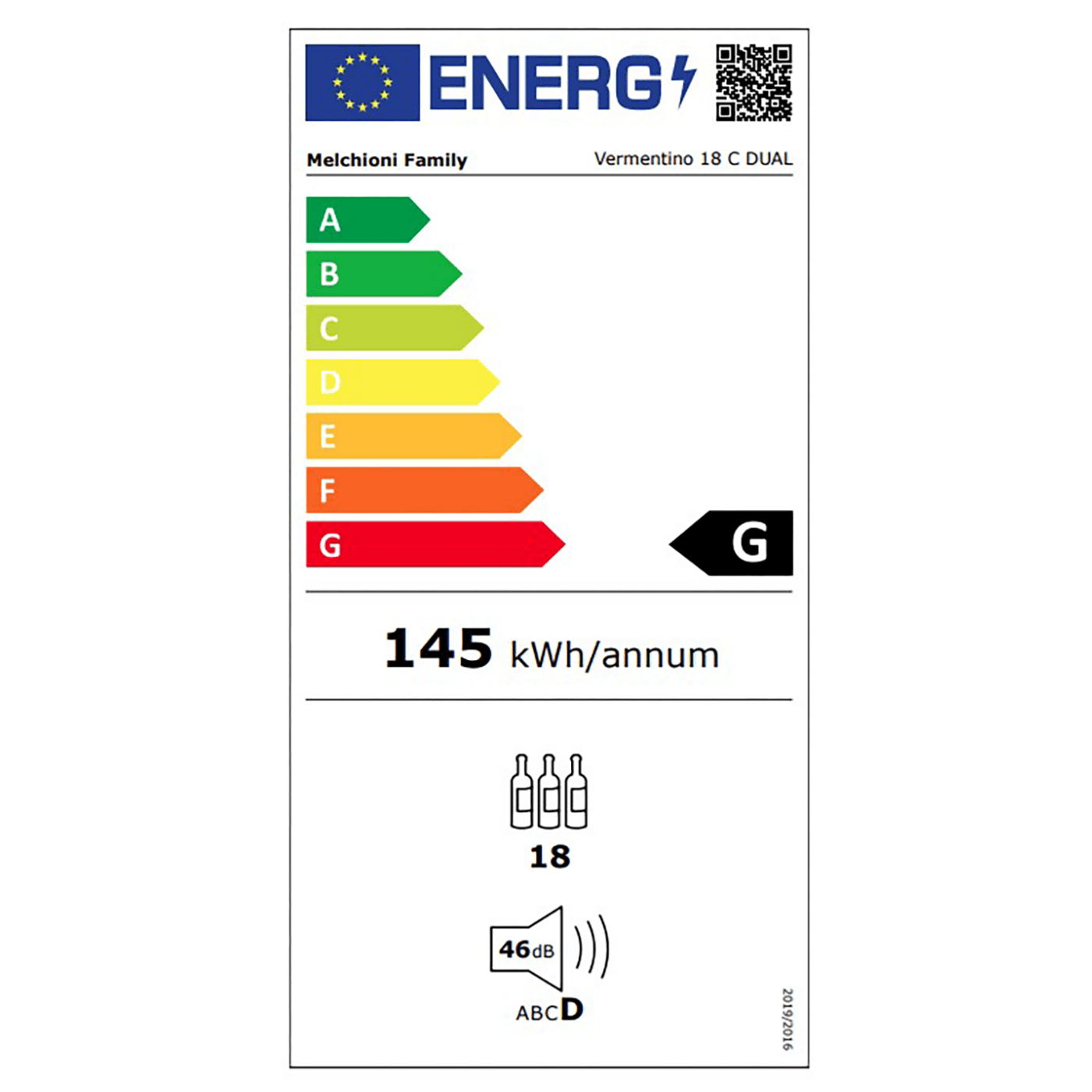 MELCHIONI family Rashladna vinska vitrina, zapremina 50 lit - VERMENTINO 18 C DUAL