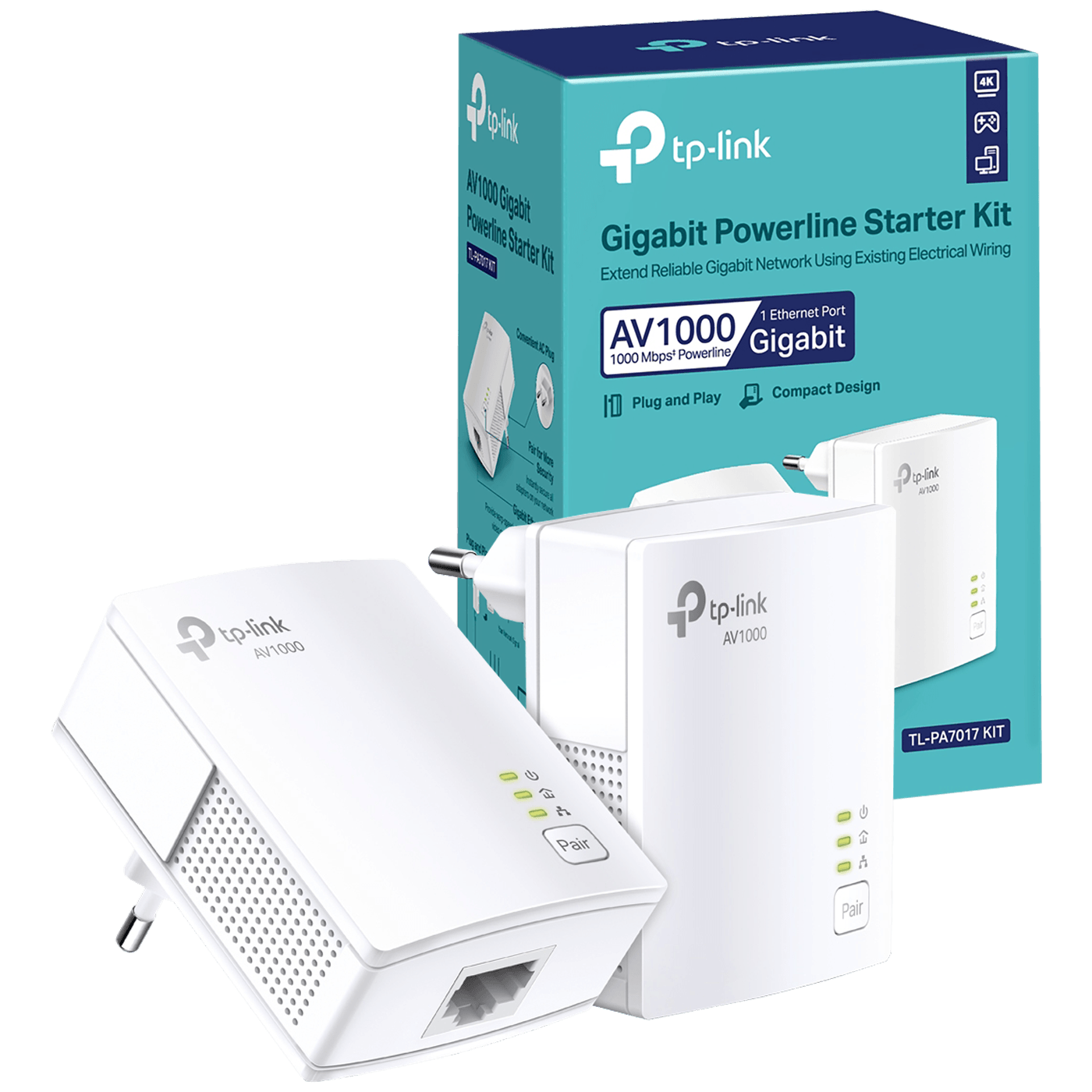 TP-LINK Mrežna strujna utičnica, AV1000, 1000 Mbps, set - TL-PA7017 KIT