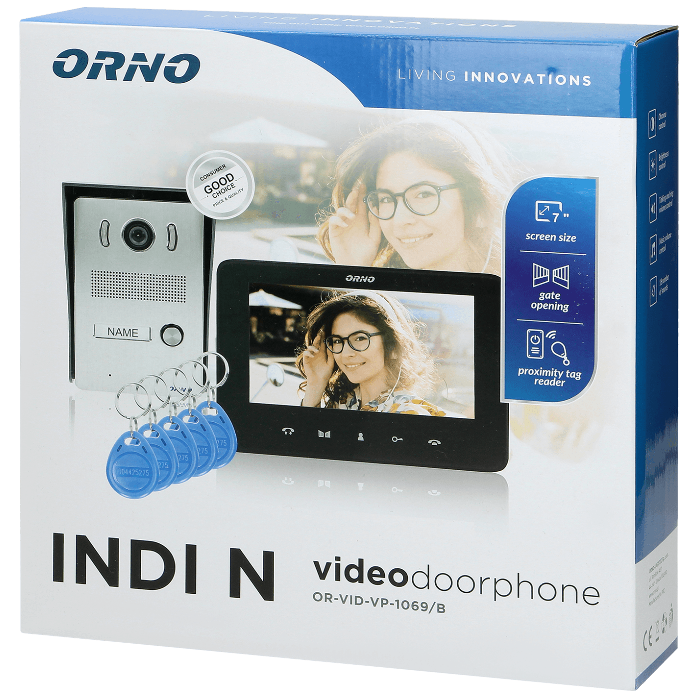 Orno Video interfon 7", set, Indi N - OR-VID-VP-1069/B