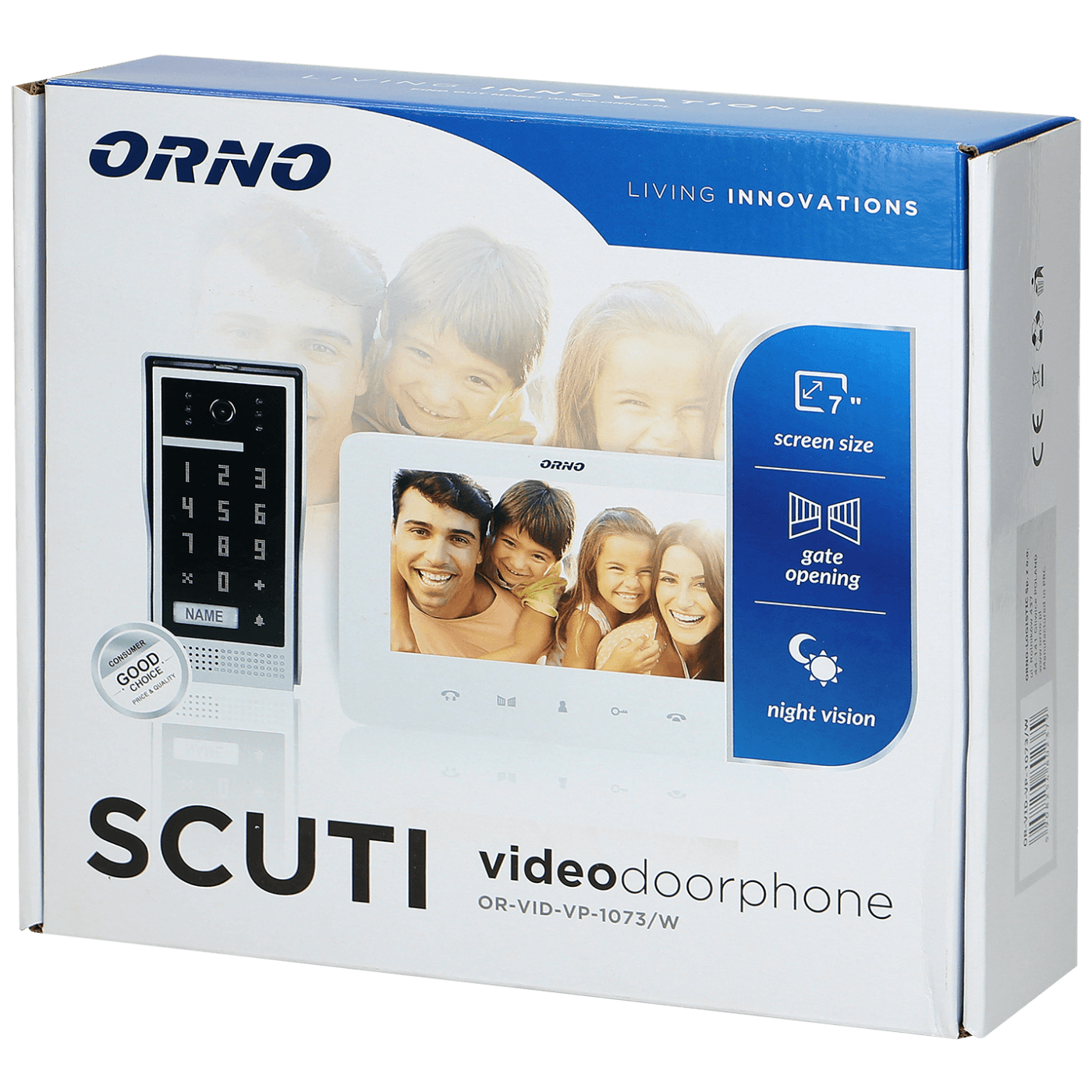 Orno Video interfon 7", set, Scuti - OR-VID-VP-1073/W