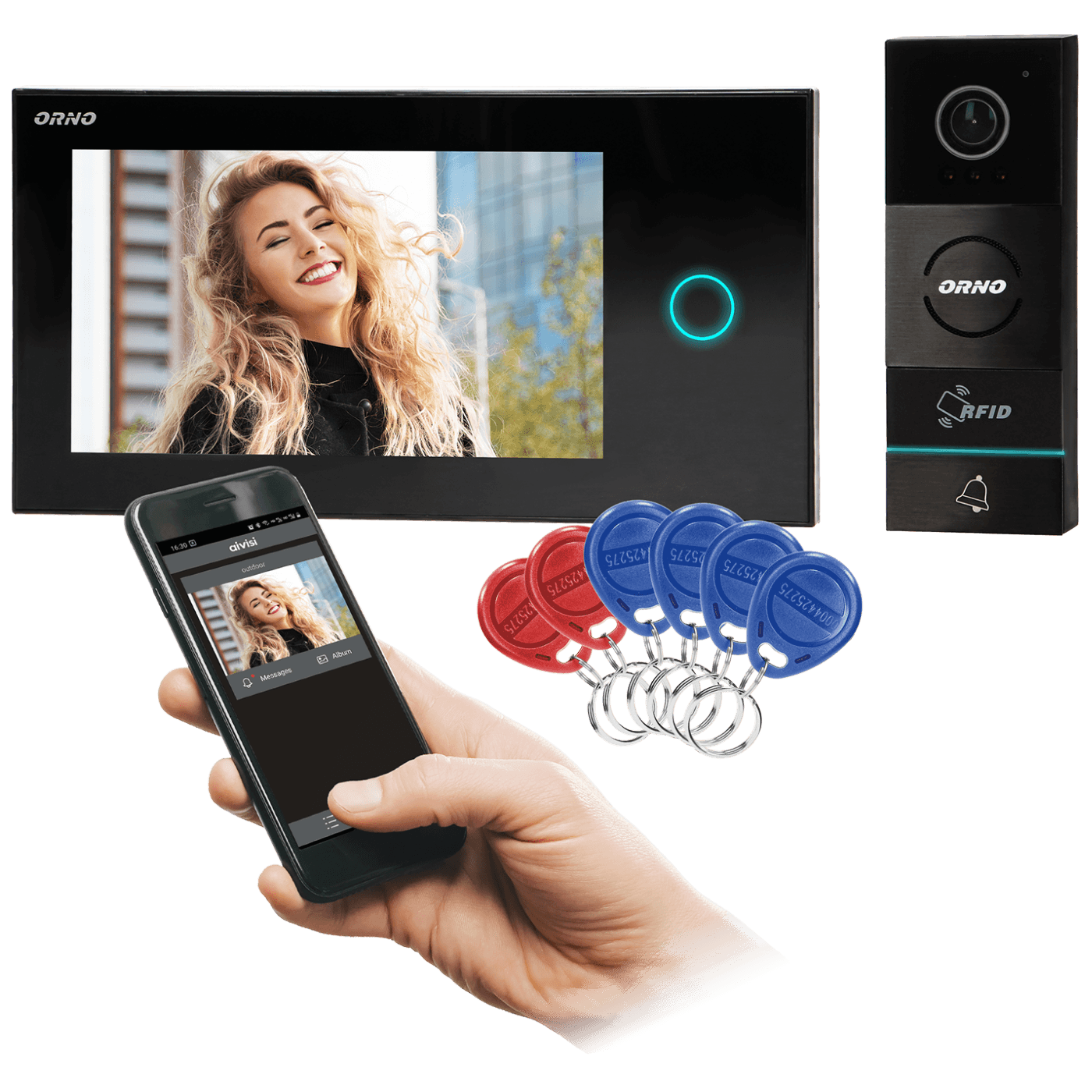 Orno Video interfon 7", set, Appos - OR-VID-WI-1068/B