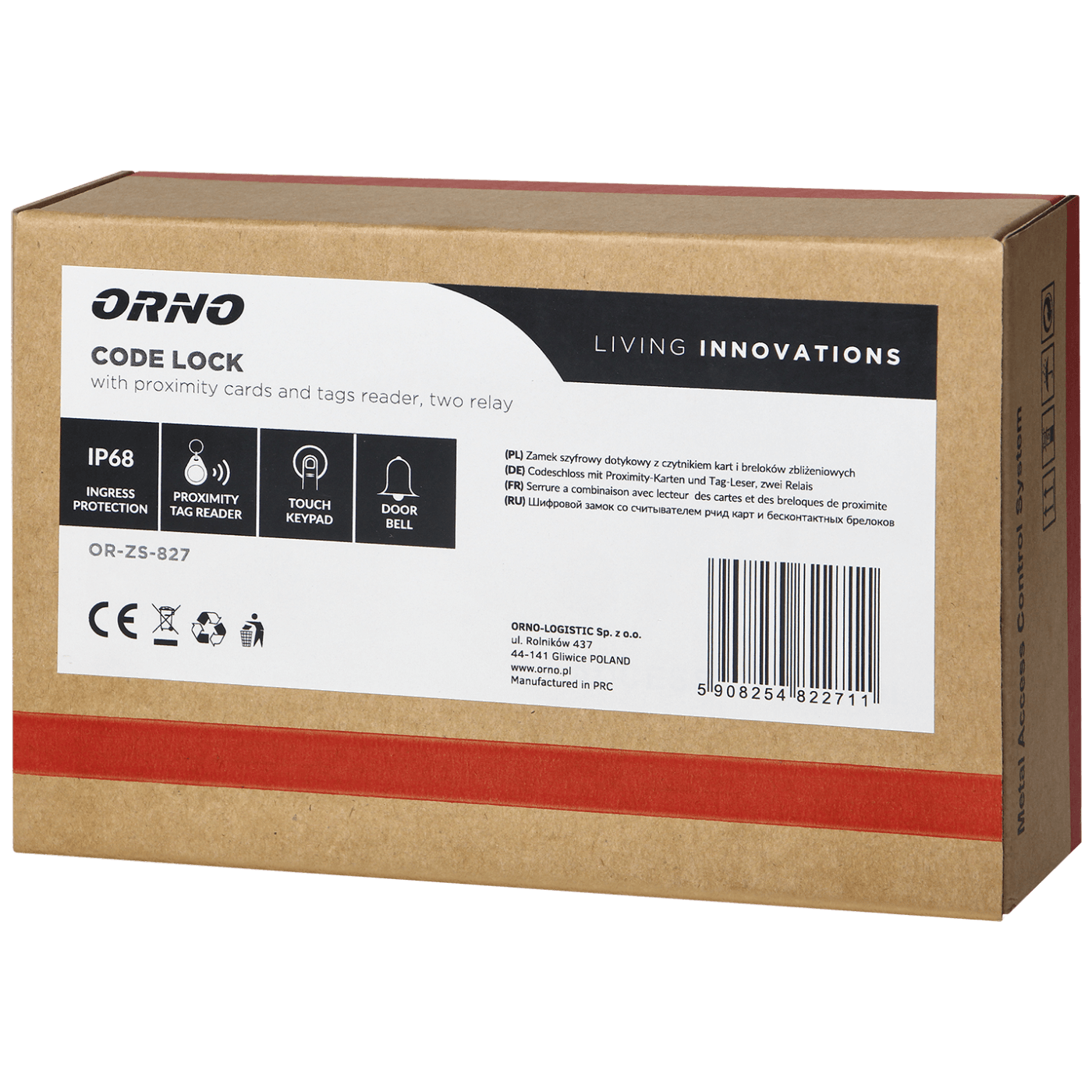 Orno Dodirna tastatura, RFID / Tag reader , zvono, IP68 - OR-ZS-827