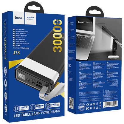hoco. Punjač prijenosni sa lampom, Hoco j73, 30000mAh, 2A / 2A - J73 Powerful, Black