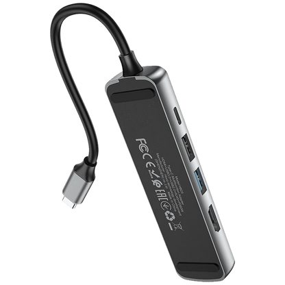 hoco. Konverter USB HUB type C to USB3.0/USB2.0/HDMI/RJ45/PD - HB23 Easy view