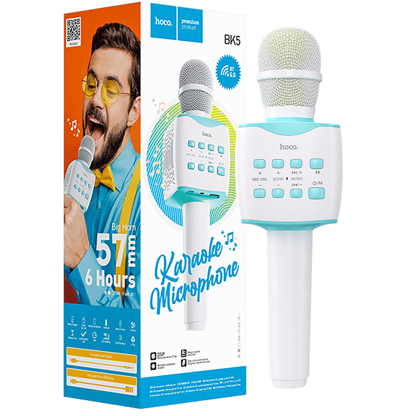 hoco. Mikrofon, bežični, BK5, Karaoke, 1200mAh - BK5 Cantando, Blue