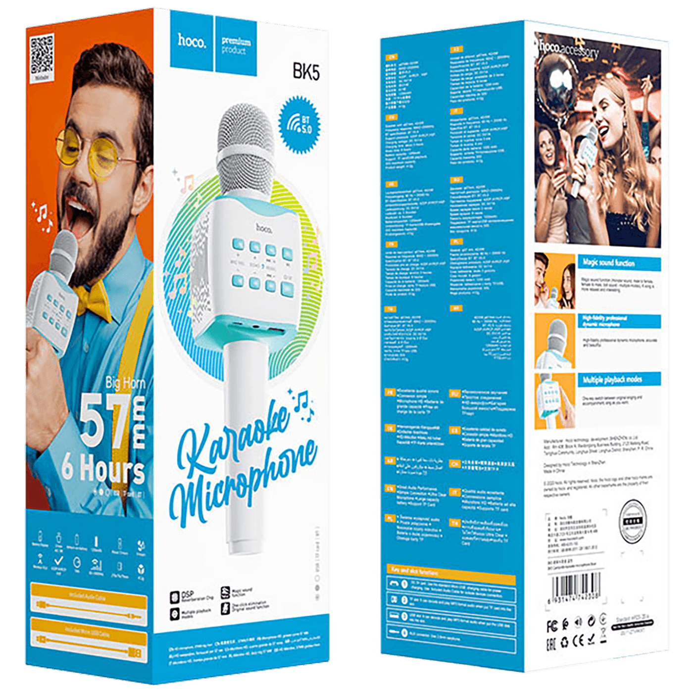 hoco. Mikrofon, bežični, BK5, Karaoke, 1200mAh - BK5 Cantando, Blue