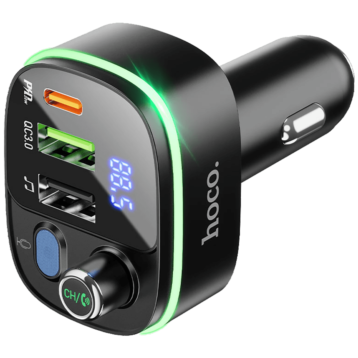 hoco. FM modulator, E62,Bluetooth,12/24 V,2xUSB, 1xUSB-C,PD20W - E62 Fast