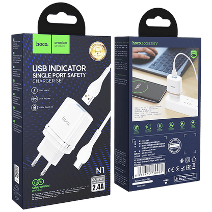 hoco. Punjač kućni sa USB type C kabelom, N1, 2.4A - N1 Ardent type C