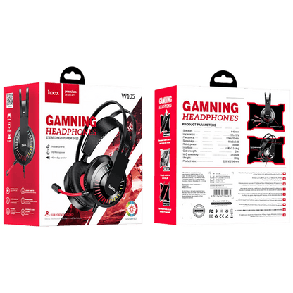 hoco. Slušalice sa mikrofonom, gaming, 3.5 mm / USB, LED - W105 Joyful