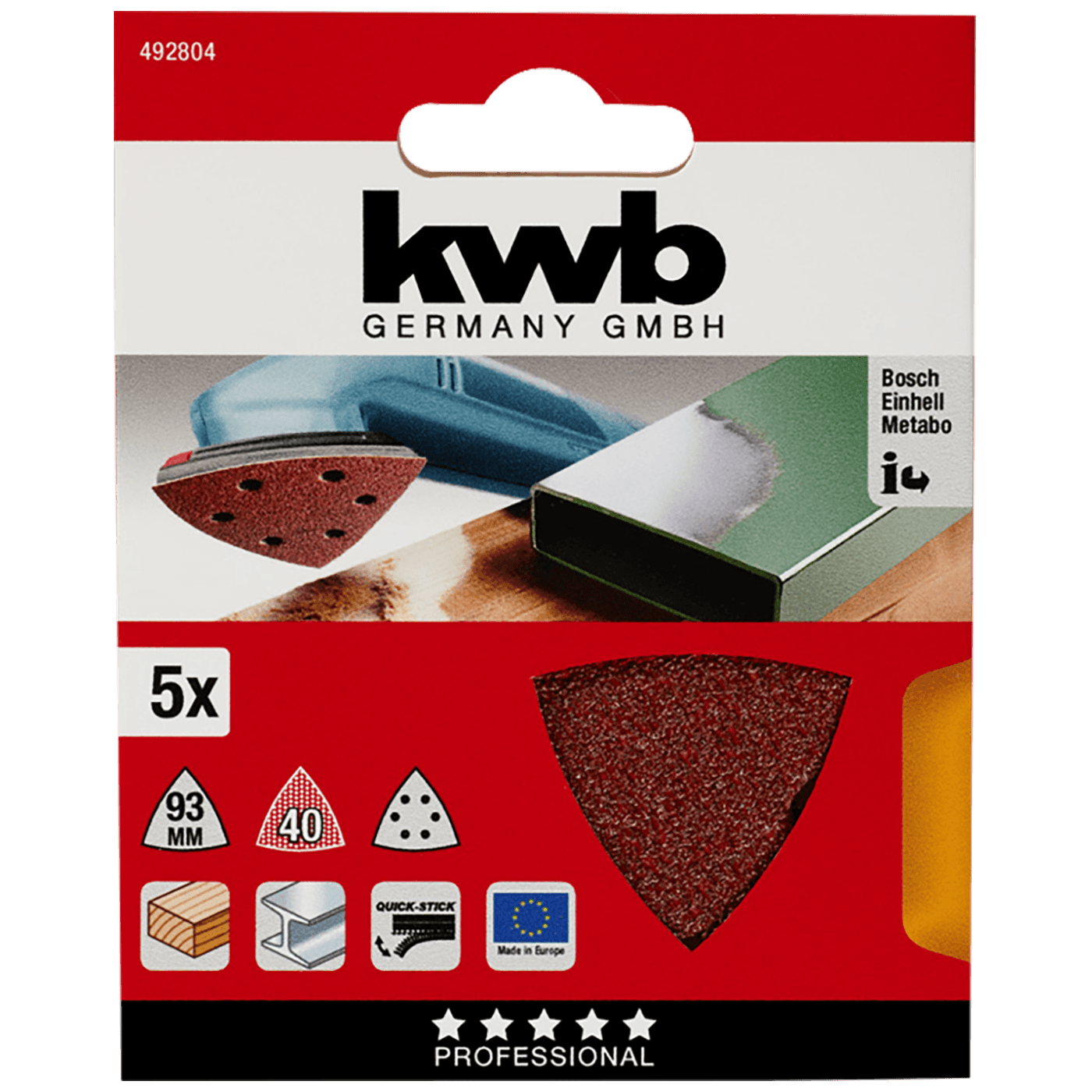 kwb Trokutni brusni papir 5/1, 96mm, GR120, 5 kom - 492812