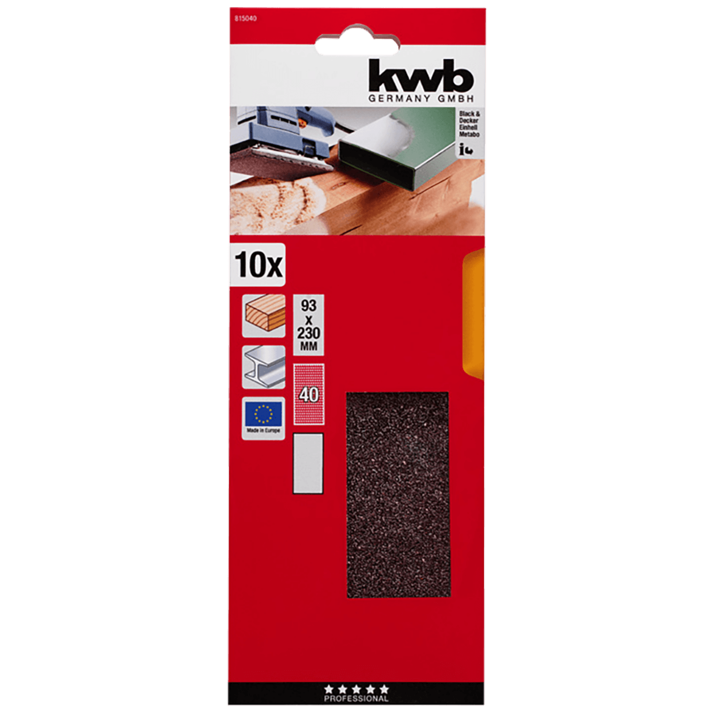 kwb Brusni papir 10/1, 93 x 230mm, GR40, 10 kom - 815040