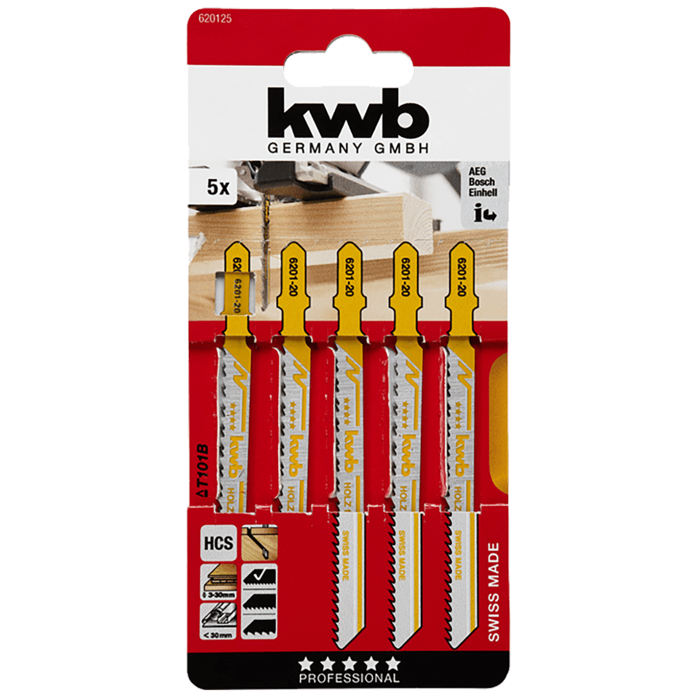 kwb Listovi za ubodnu pilu, srednji,  za tvrdo drvo, 5 kom - 620225