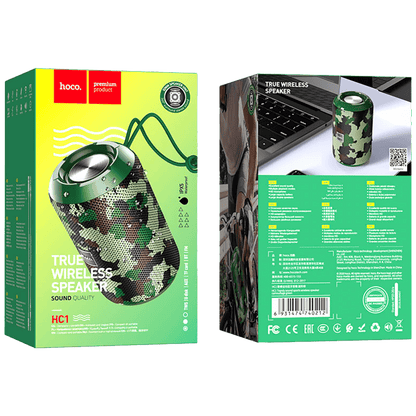 hoco. Zvučnik bežični, Hoco HC1, Bluetooth, 1200mAh, 5W, IPX5 - HC1 Camouflage Green