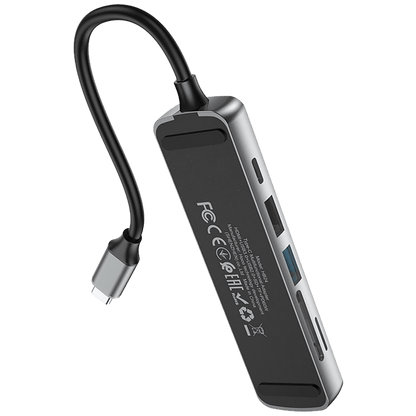 hoco. Konverter USB HUB type C to HDMI/USB3.0/USB2.0/SD/ TF/PD - HB24 Easy display