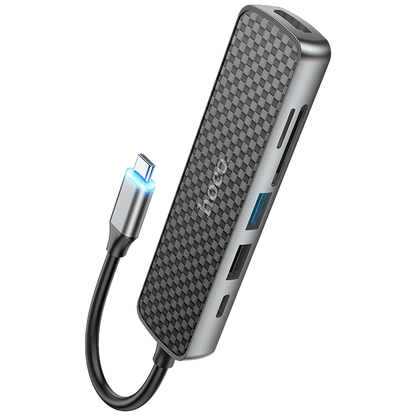 hoco. Konverter USB HUB type C to HDMI/USB3.0/USB2.0/SD/ TF/PD - HB24 Easy display