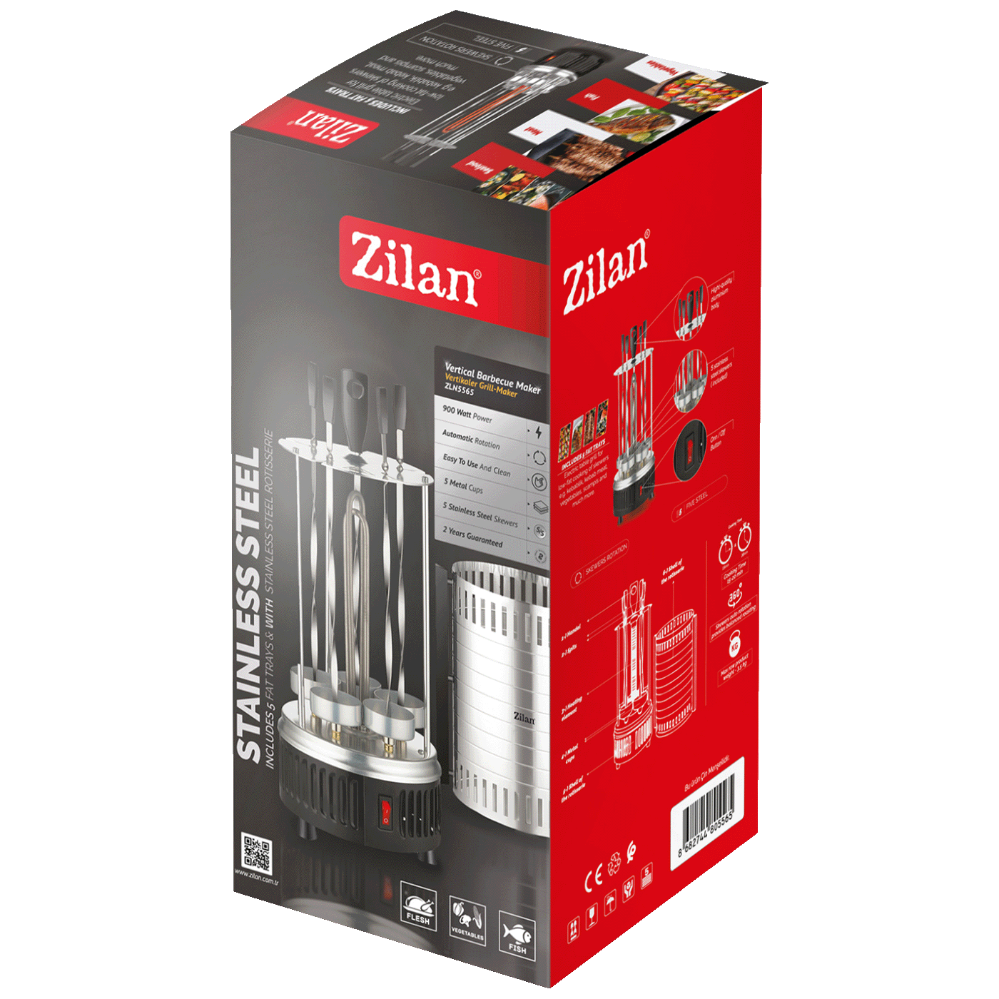 Zilan Grill / Roštilj, električni, vertikalni, 900 W - ZLN5565
