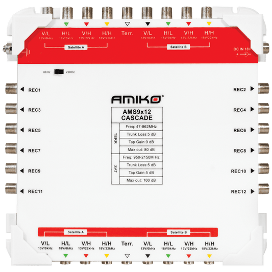Amiko Multiswitch 9/12 sa dodatnim napajanjem, kaskadni - AMS9X12