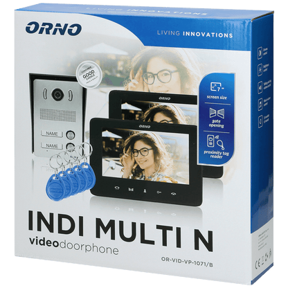 Orno Video interfon 2 x 7", 8 x RFID Tag, set, Indi Multi N - OR-VID-VP-1071/B