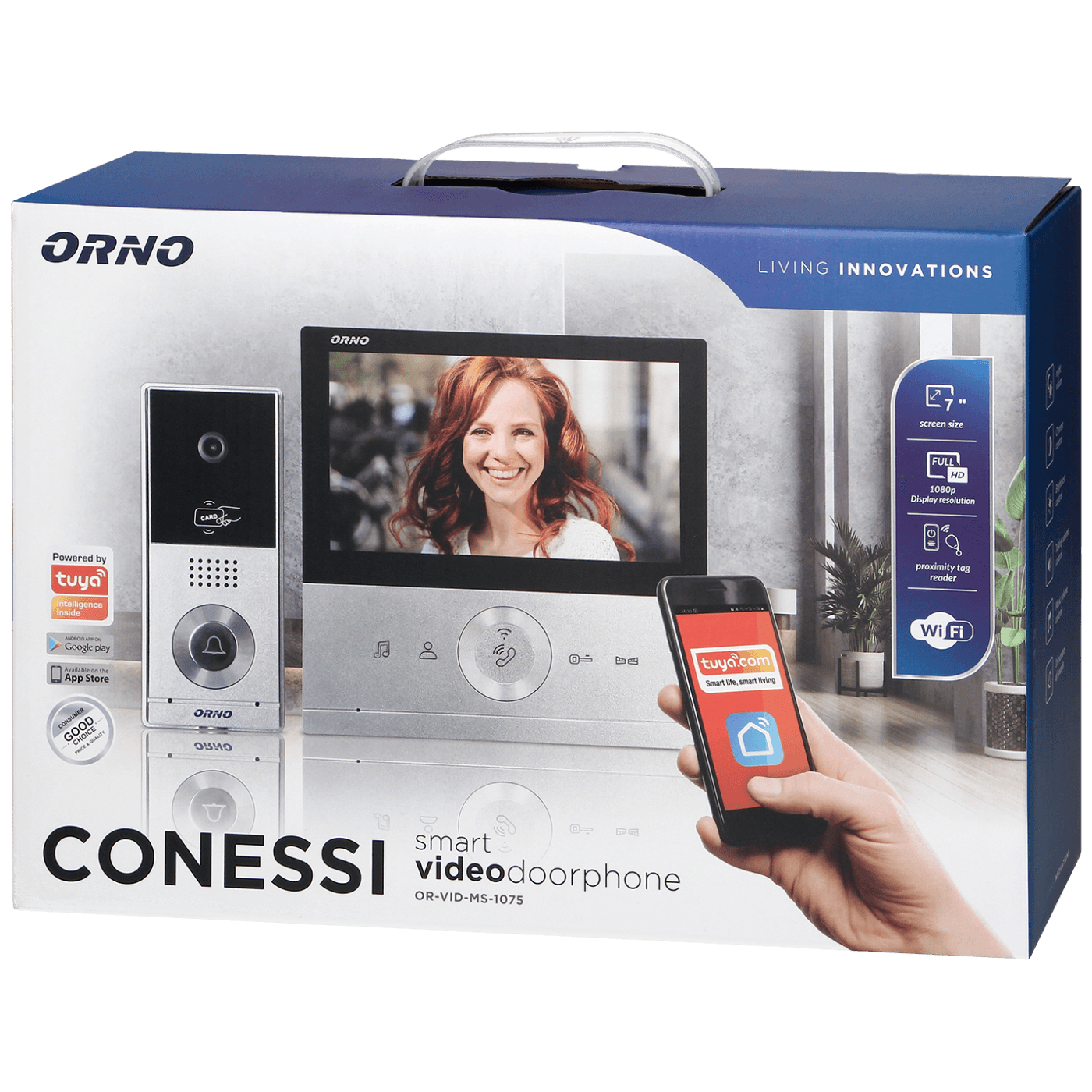 Orno Video interfon 7", set, Full HD, IP65, Conessi - OR-VID-MS-1075