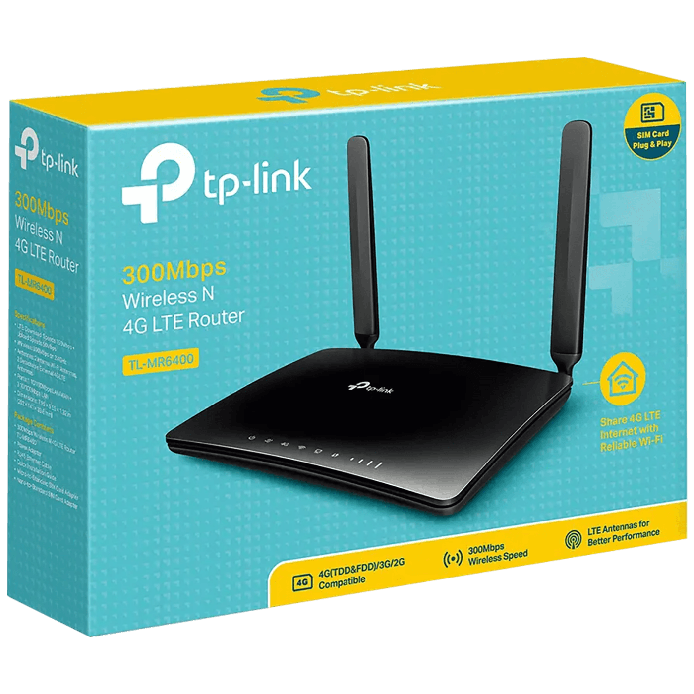 TP-LINK 3G/4G LTE Wireless N Router, 4 porta, microSIM slot, 300Mbps - TL-MR6400