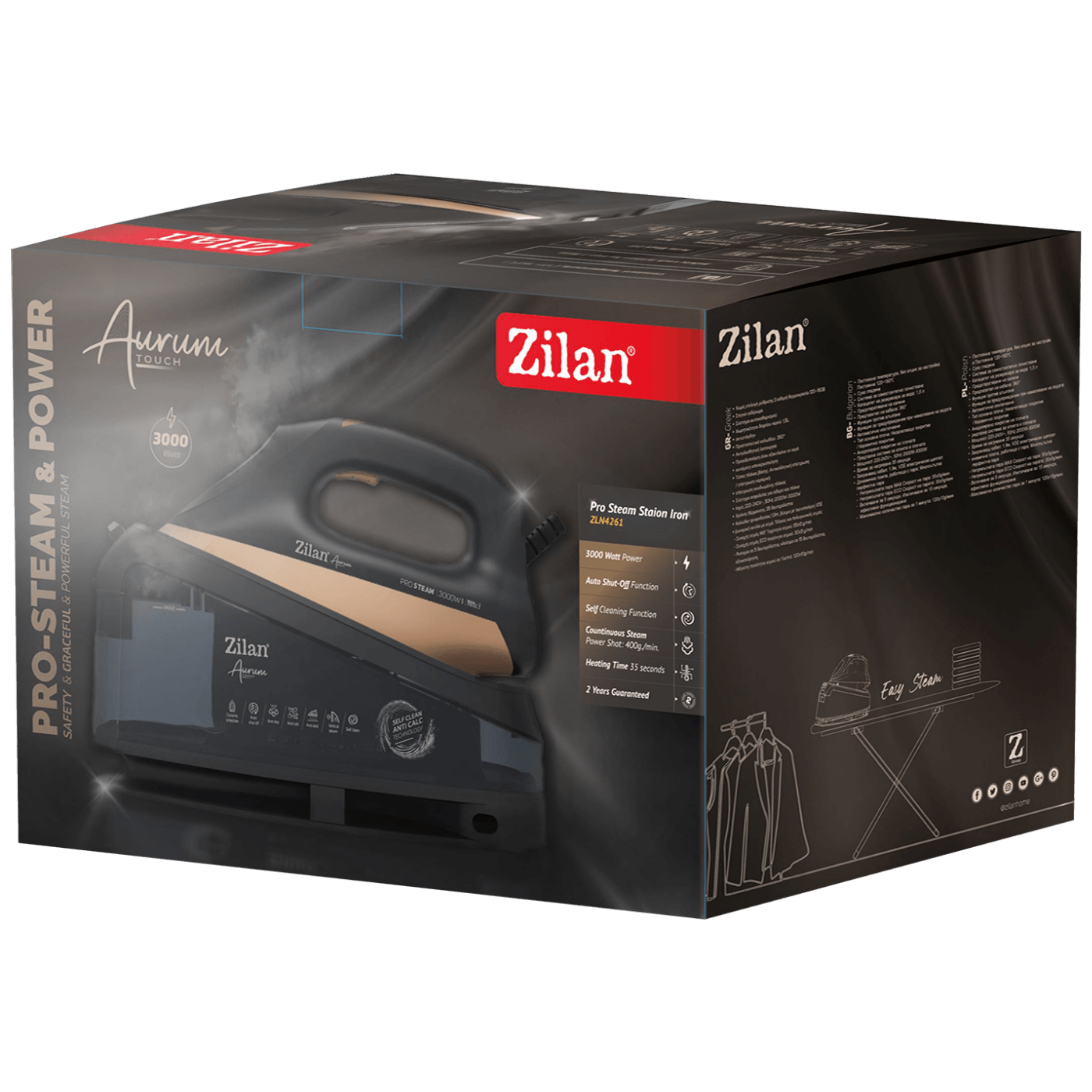 Zilan Pegla na paru sa parnom stanicom, 3000W, Aurum Touch - ZLN4261