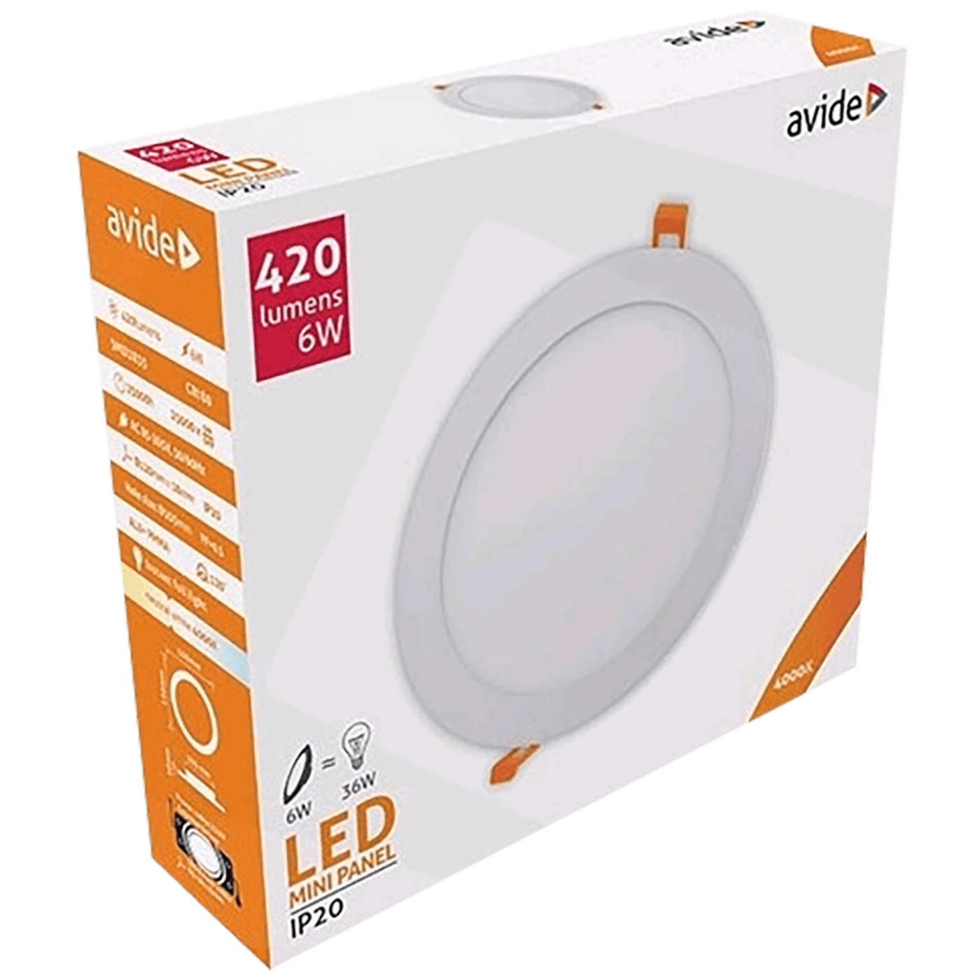 Avide Plafonjera LED, ugradna, 6W, 420 lm, 4000K, IP20 - ACRPNW-R-6W-ALU