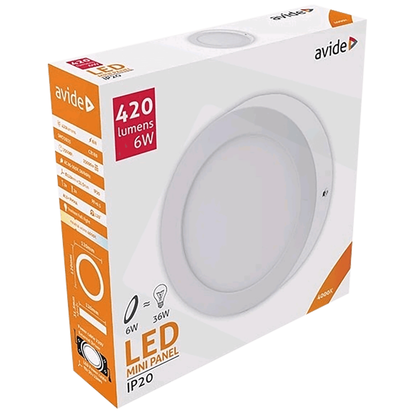Avide Plafonjera LED, 6W, 420 lm, 4000K, IP20 - ACSMNW-R-6W-ALU