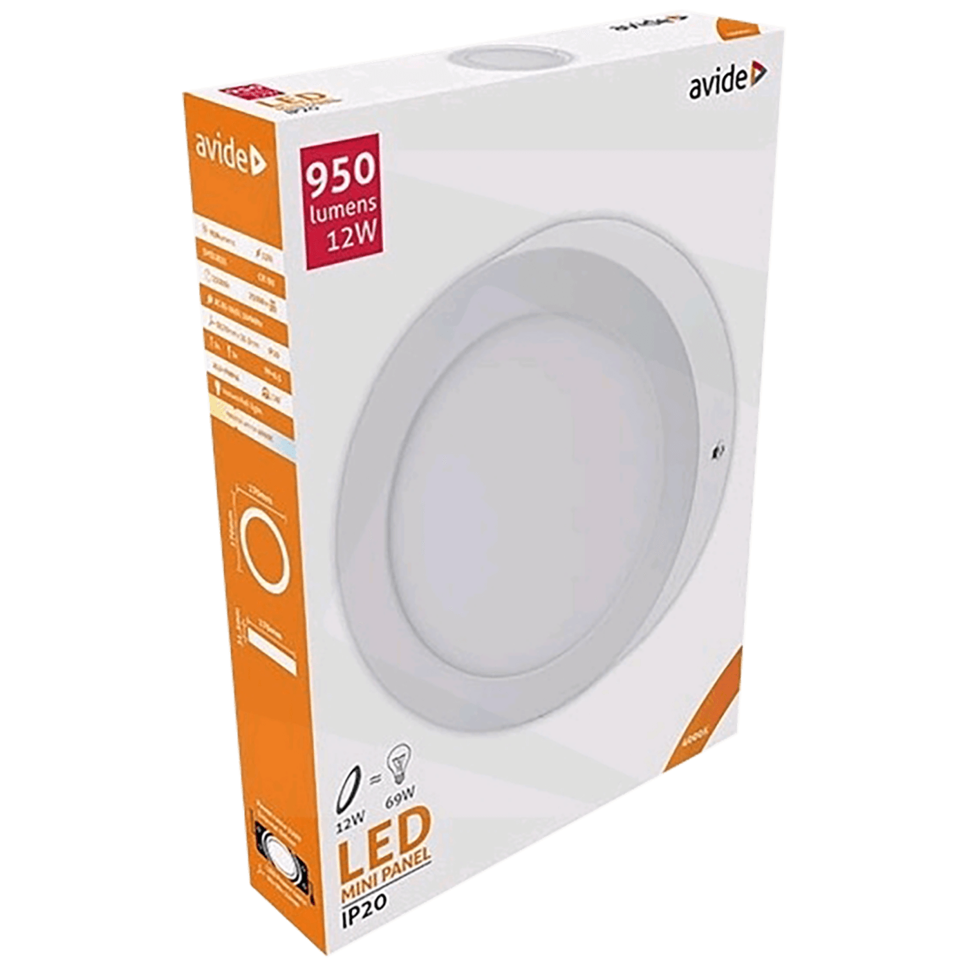 Avide Plafonjera LED, 12W, 950 lm, 4000K, IP20 - ACSMNW-R-12W-ALU