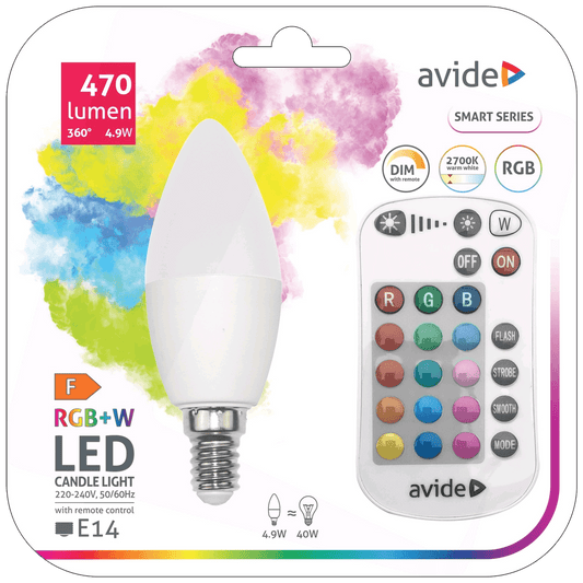 Avide Pametna sijalica, LED 4.9W, E14, RGB+W, 2700K, daljinski - Smart LED Candle 4.9W