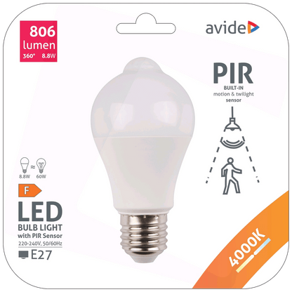 Avide Sijalica sa PIR senzorom, LED 8.8W, E27, 4000K - Smart LED Globe A60 8.8W