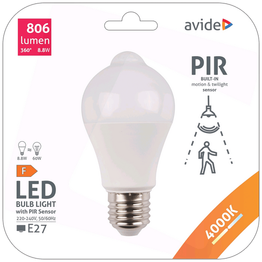 Avide Sijalica sa PIR senzorom, LED 8.8W, E27, 4000K - Smart LED Globe A60 8.8W