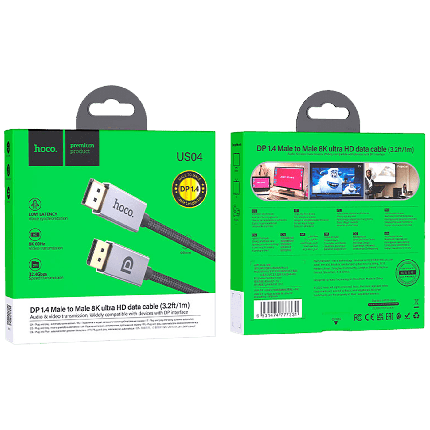 hoco. Kabl display port na display port, US04, 1 met - US04 1M