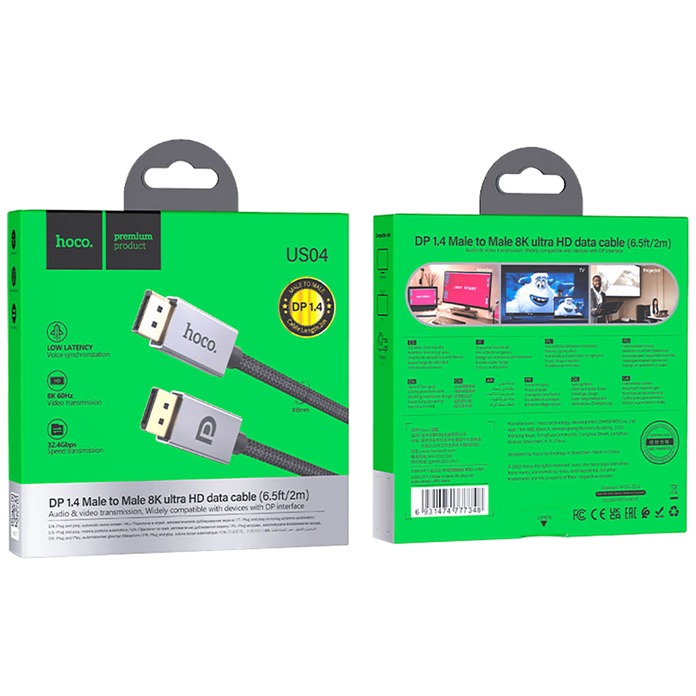 hoco. Kabl display port na display port, US04, 2 met - US04 2M