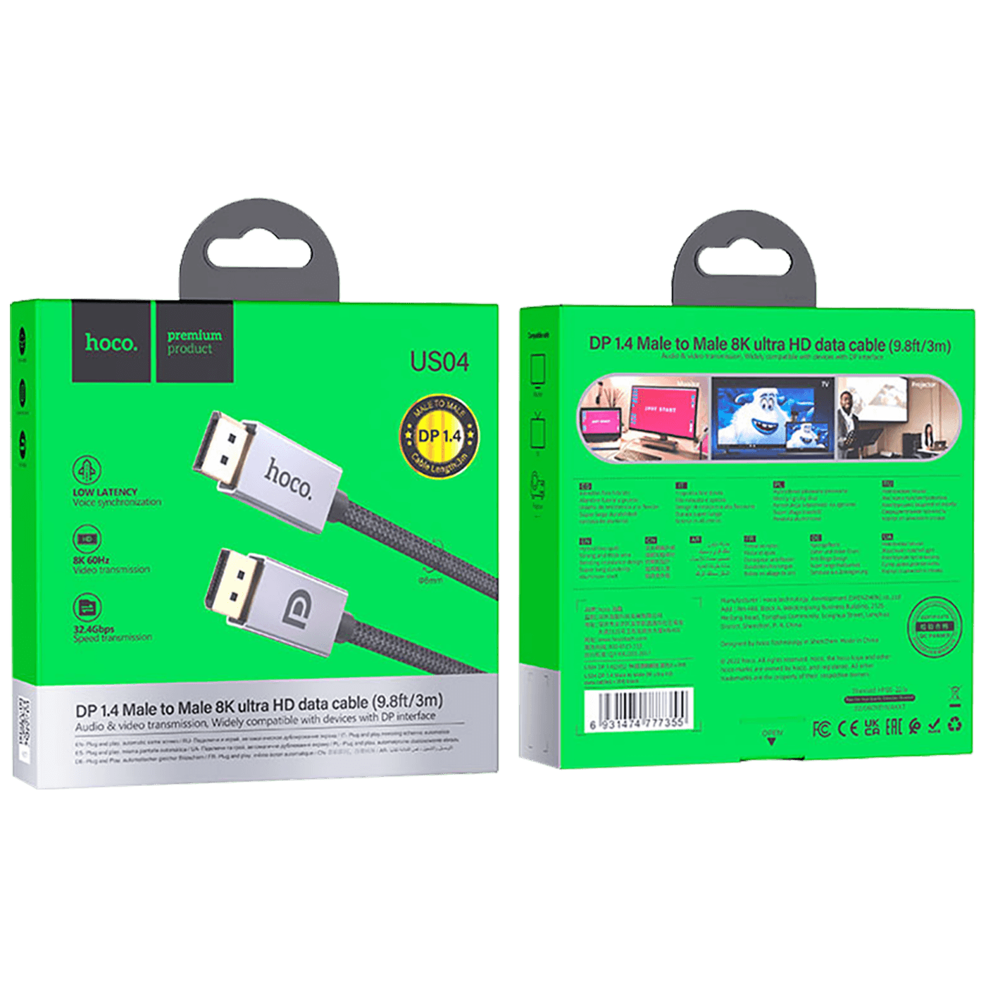hoco. Kabl display port na display port, US04, 3 met - US04 3M