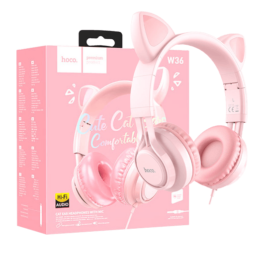 hoco. Slušalice sa mikrofonom, mačje uši, pink - W36 slušalice Mačje uši,Pink