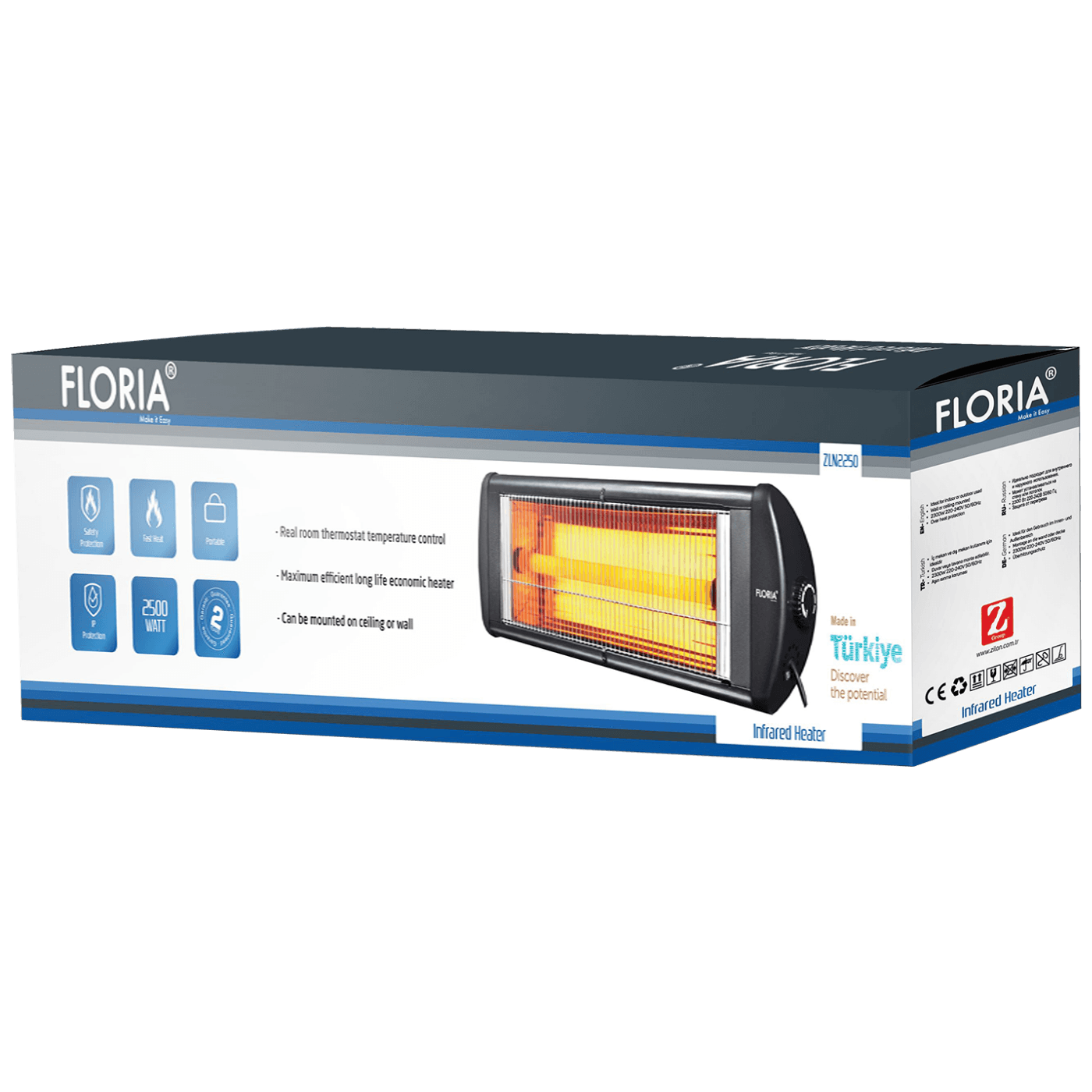 Floria Grijalica halogena ( kvarcna ), 2500 W, zid / strop - ZLN2250