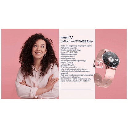 MeanIT Sat pametni, 1.3" ekran, multi sport, Bluetooth - M33 Lady