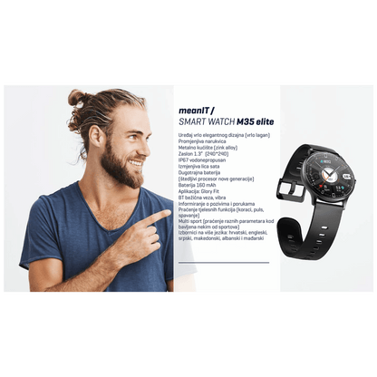 MeanIT Sat pametni, 1.3" ekran, multi sport, Bluetooth - M35 Elite