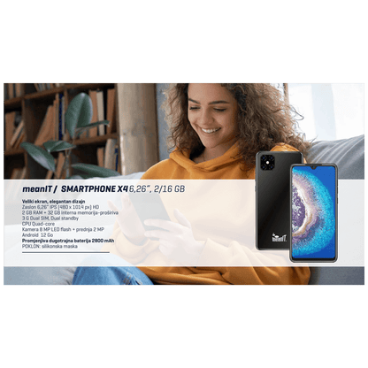 MeanIT Smartphone 6.26", Dual SIM, Quad Core, RAM 2GB, 8Mpixel - X4