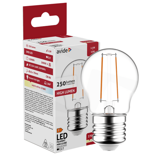 Avide Sijalica, LED 2.5W, E27, 2700K, 360°, 230V AC - Mini Globe 2.5W E27