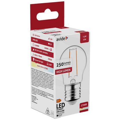 Avide Sijalica, LED 2.5W, E27, 2700K, 360°, 230V AC - Mini Globe 2.5W E27
