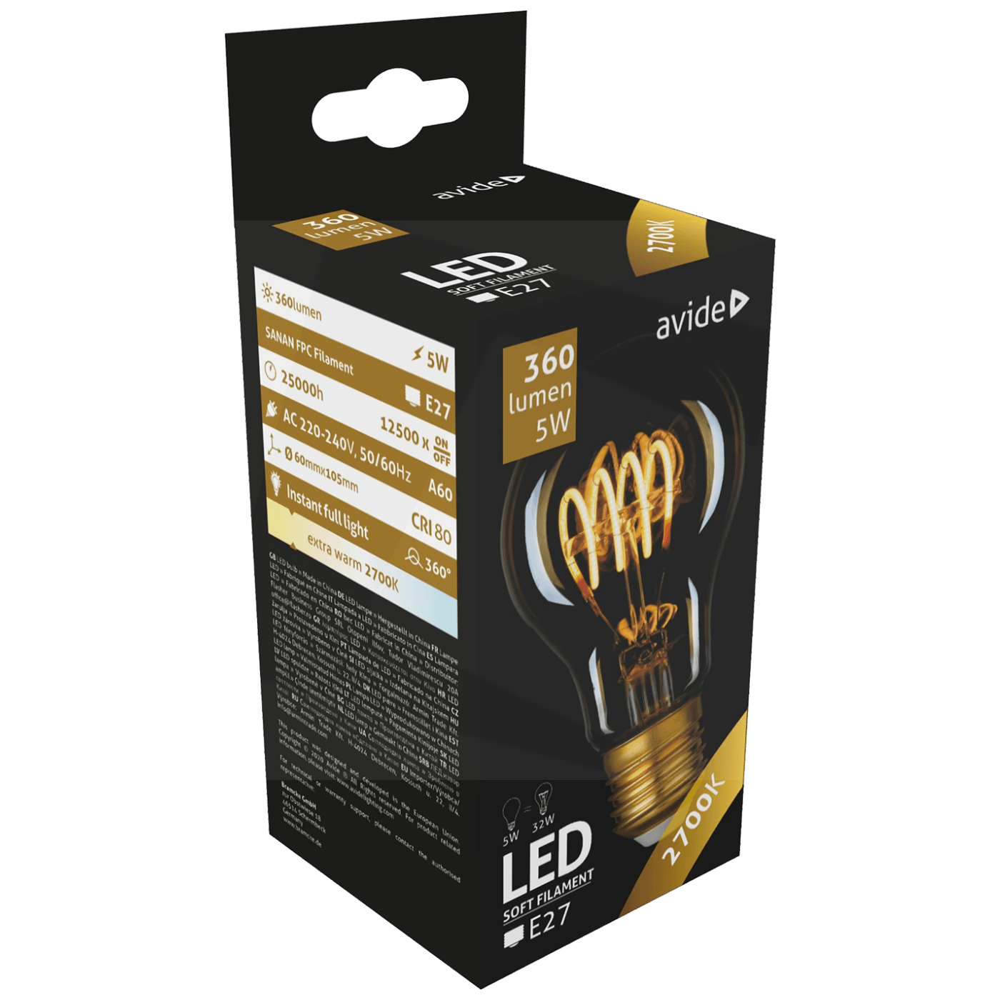 Avide Sijalica, LED 5W, E27, 2700K, 360°, 230V AC - Globe 5W E27