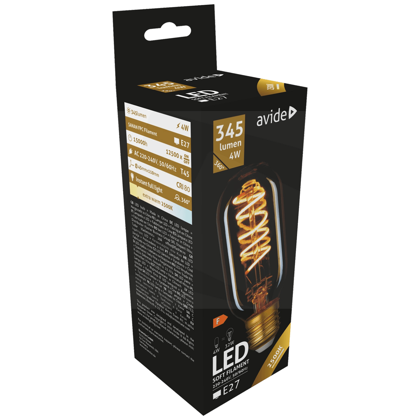 Avide Sijalica, LED 4W, E27, 2700K, 360°, 230V AC, toplo bijela - T45 4W E27