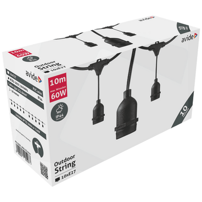 Avide Kabel sa 10 sijaličnih grla E27, dužina 10 met., Outdoor - Outdoor E27 String 10m