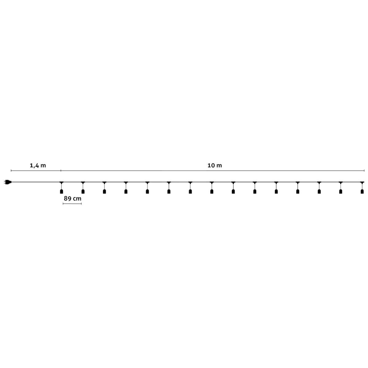 Avide Kabel sa 10 sijaličnih grla E27, dužina 10 met., Outdoor - Outdoor E27 String 10m