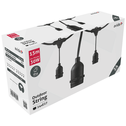 Avide Kabel sa 24 sijaličnih grla E27, dužina 15 met., Outdoor - Outdoor E27 String 15m