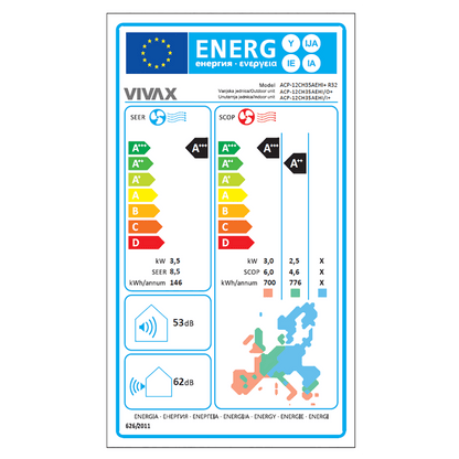 Vivax Klima uređaj, 12000Btu, 3.52/3.81 kW, Inverter, A+++/A++ - ACP-12CH35AEHI+ R32