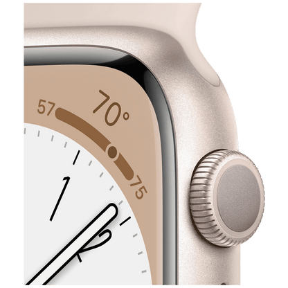 Apple Pametni sat, 1.69" LTPO OLED zaslon, vodootporan BT, WiFi - Watch Series 8 GPS 41mm Starlight